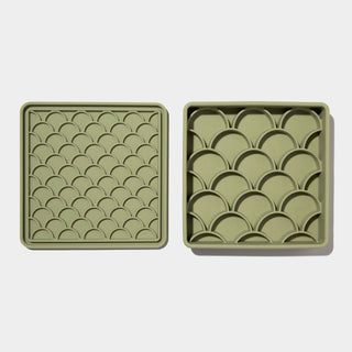 Dogged 3-in-1 Fish Scale Slow Feeder Bowl - Olive | Henlo Pets