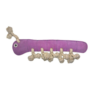 Georgie Paws Gerti the Grub Leather Dog Toy Purple | Henlo Pets