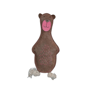 Georgie Paws Baz the Bear Leather Dog Toy | Henlo Pets