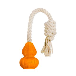 Laroo Ball on Rope Gourd Interactive Tug Dog Toy Orange | Henlo Pets