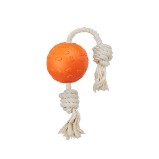 Laroo Ball on Rope Interactive Tug Dog Toy Orange | Henlo Pets