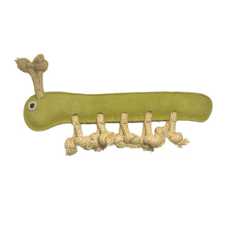 Georgie Paws Gerti the Grub Leather Dog Toy Green | Henlo Pets