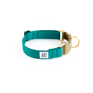 Dog + Bone Martingale Collar Teal & Gold | Henlo Pets