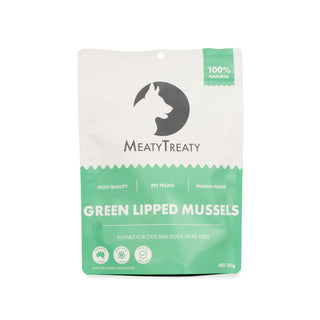 MeatyTreaty Green Lipped Mussels Dog Treats 50g | Henlo Pets