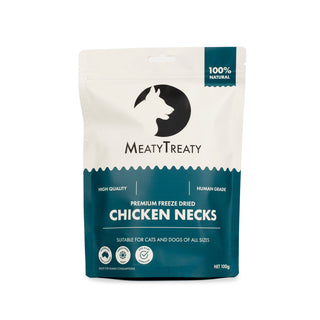 MeatyTreaty Freeze Dried Chicken Neck Dog Treats 100g | Henlo Pets