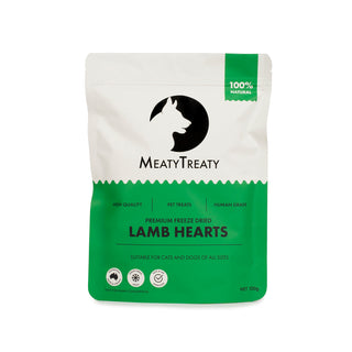 MeatyTreaty Freeze Dried Lamb Heart Dog Treats 100g | Henlo Pets