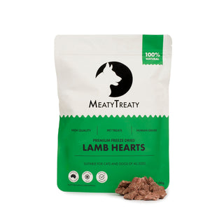 MeatyTreaty Freeze Dried Lamb Heart Dog Treats 100g | Henlo Pets