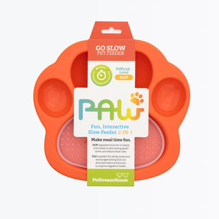 PetDreamHouse PAW 2-in-1 Slow Mini Slow Feeder & Lick Pad Orange | Henlo Pets