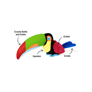 P.L.A.Y. Fetching Flock Tito the Toucan Plush Dog Toy | Henlo Pets