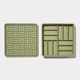 Dogged 3-in-1 Parquet Slow Feeder Bowl - Olive | Henlo Pets