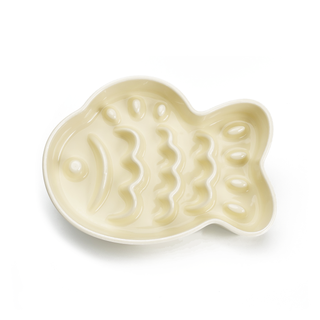 Taiyaki Slow Feeder Ceramic Dog Bowl Beige | Henlo Pets
