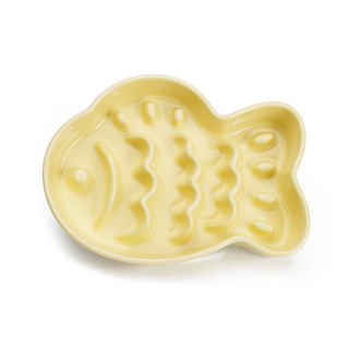Taiyaki Slow Feeder Ceramic Dog Bowl Yellow | Henlo Pets