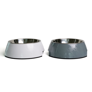 White Houndztooth Stainless Steel Non-Slip Dog Bowl | Henlo Pets