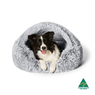 Snooza Calming Hoodie Cuddler Silver Fox Pet Bed | Henlo Pets