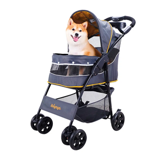 Ibiyaya Cloud 9 4-Wheel Foldable Pet Stroller - Mustard Yellow | Henlo Pets