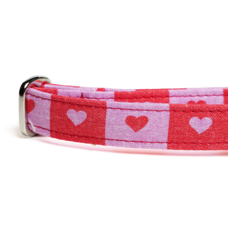 K and M Checkered Hearts Dog Collar | Henlo Pets