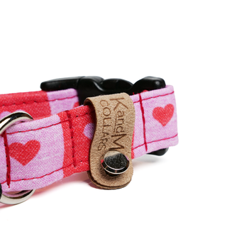 K and M Checkered Hearts Dog Collar | Henlo Pets