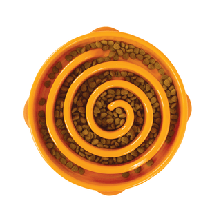 Outward Hound Fun Feeder Slo Bowl Orange Coral Maze Dog Bowl | Henlo Pets