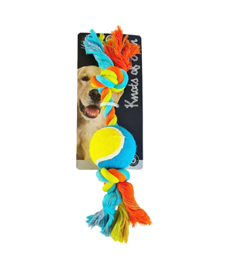 Knots of Fun Rope Bone with Tennis Ball | Henlo Pets