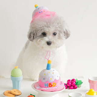 Bite Me Birthday Hat Plush Cake Toy | Henlo Pets