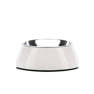White Houndztooth Stainless Steel Non-Slip Dog Bowl | Henlo Pets