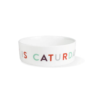 Fringe Studio Caturday Straight Bowl Ceramic Pet Bowl | Henlo Pets