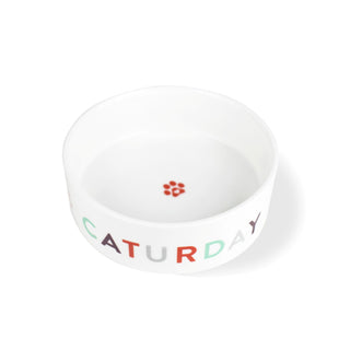 Fringe Studio Caturday Straight Bowl Ceramic Pet Bowl | Henlo Pets