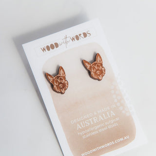 German Shepherd - Wooden Stud Earrings | Henlo Pets