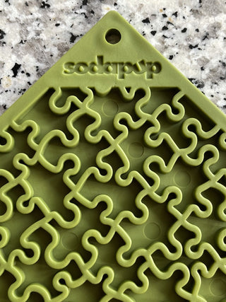 SodaPup Jigsaw Square eMat Licking Mat Green | Henlo Pets