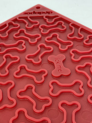 SodaPup Bone Square eMat Licking Mat Red | Henlo Pets