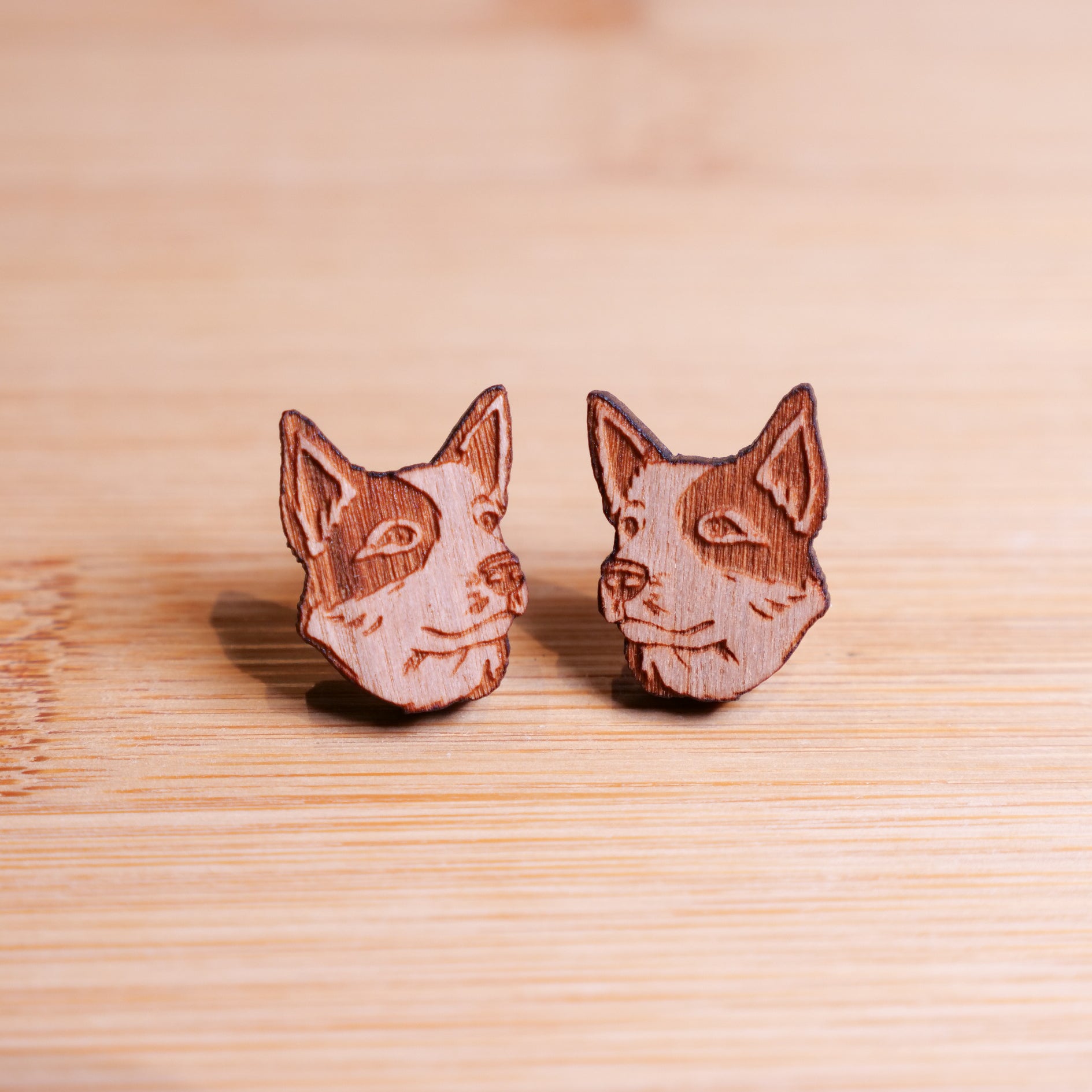 Blue Heeler - Wooden Stud Earrings - Henlo Pets