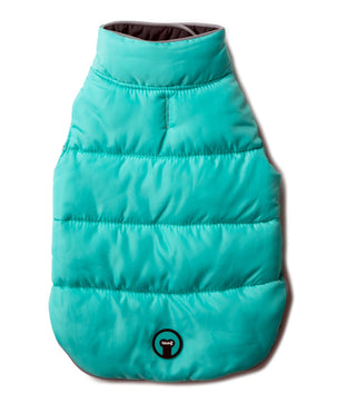 Fabdog Reversible Puffer Black & Aqua | Henlo Pets