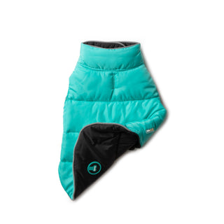 Fabdog Reversible Puffer Black & Aqua | Henlo Pets