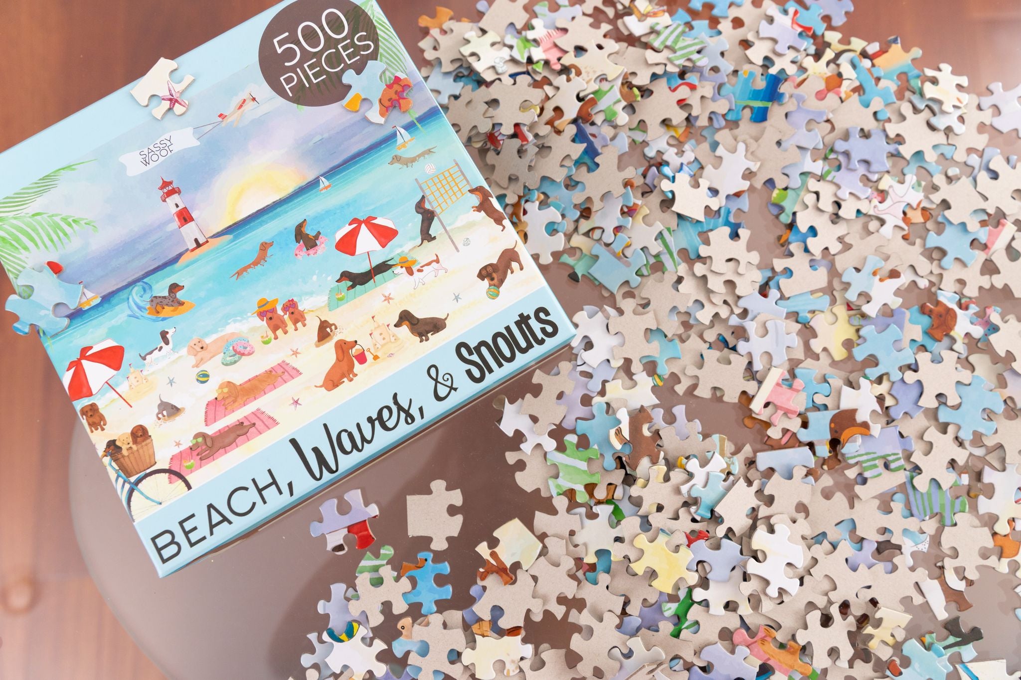 Beach, Waves, &amp; Snouts Puzzle 500 Pieces - Henlo Pets