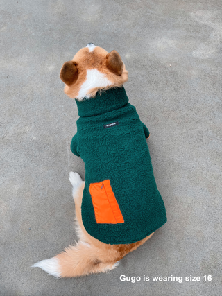 wagwear Monkey Fleece Jacket Green & Orange | Henlo Pets