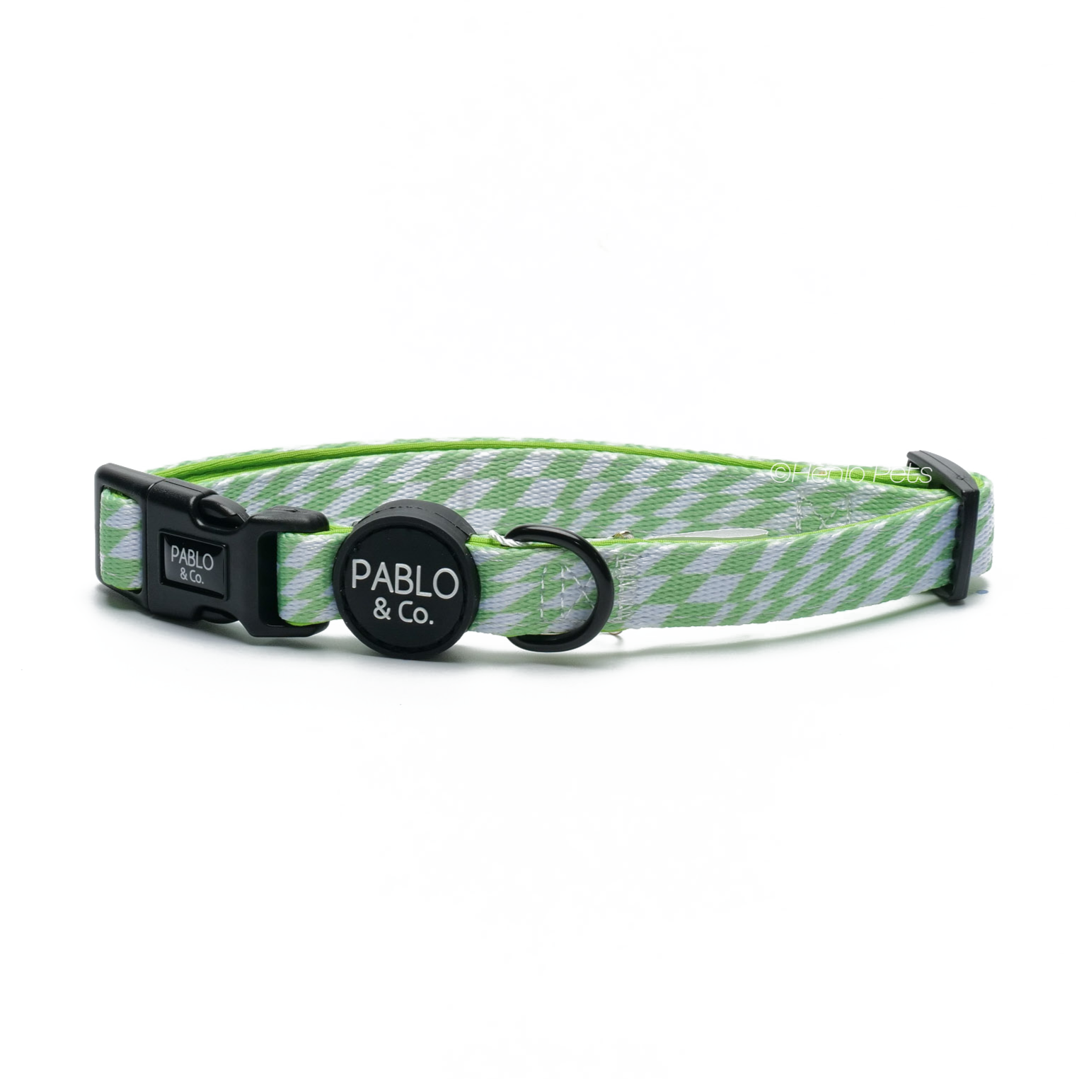 Pablo &amp; Co - Lime Check Check Collar - Henlo Pets