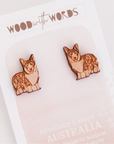 Corgi - Wooden Stud Earrings - Henlo Pets
