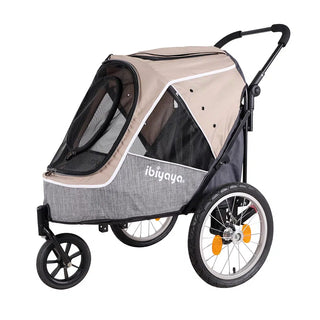 Ibiyaya Happy Pet Bike Trailer/Jogger 2.0 Foldable Pet Stroller - Latte - Henlo Pets