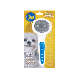 JW GripSoft Soft Pin Slicker Brush Grooming Tool | Henlo Pets