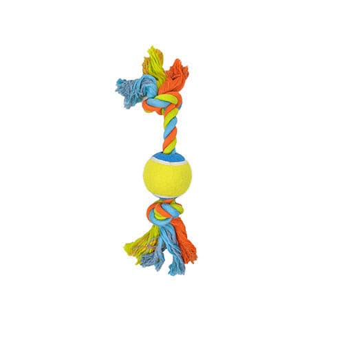 Knots of Fun - Rope Bone with Tennis Ball - Henlo Pets