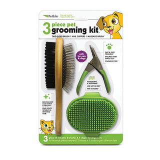 Petkin 3 Piece Grooming Kit - Green - Henlo Pets