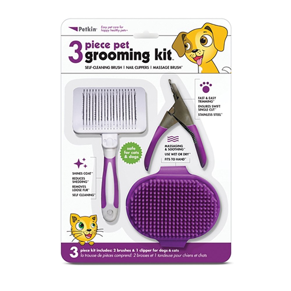 Petkin 3 Piece Grooming Kit - Purple