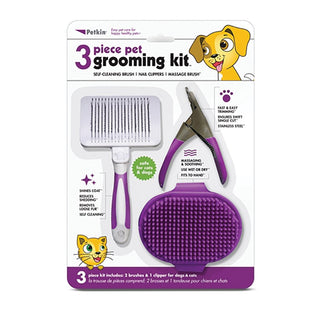 Petkin 3 Piece Grooming Kit - Purple - Henlo Pets