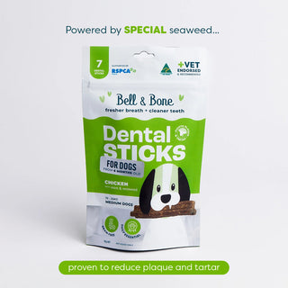 Bell & Bone Chicken, Mint and Seaweed Dog Dental Sticks - Henlo Pets