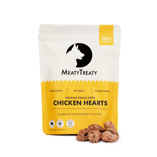 MeatyTreaty Freeze Dried Chicken Hearts Dog Treat 100g