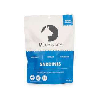 MeatyTreaty Whole Sardine Dog Treats 100g | Henlo Pets