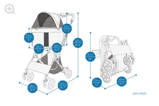 Ibiyaya 3-in-1 Travois Detachable Carrier Pet Stroller for Small to Medium Pets - Nimbus Grey - Henlo Pets