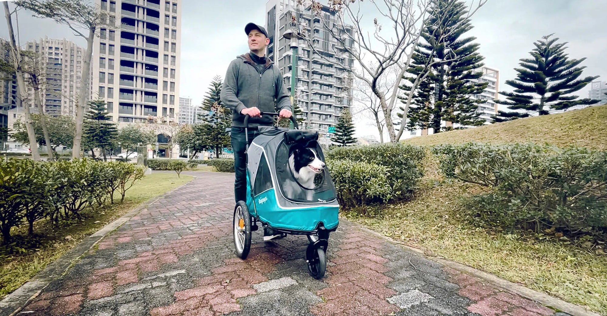 Ibiyaya Happy Pet Bike Trailer/Jogger 2.0 Foldable Pet Stroller - Blue - Henlo Pets