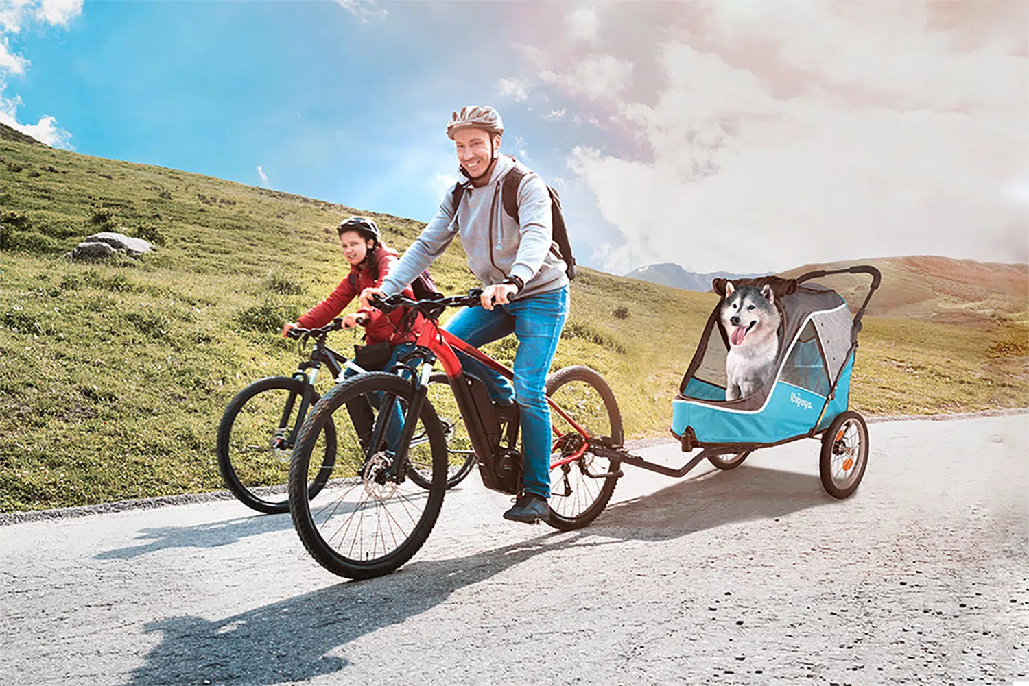 Ibiyaya Happy Pet Bike Trailer Jogger 2.0 Foldable Pet Stroller Blue Henlo Pets
