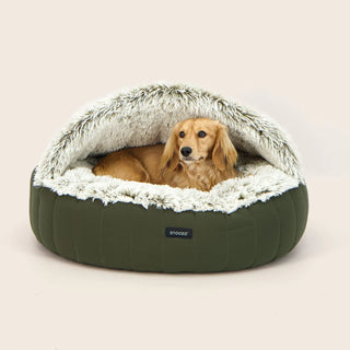 Snooza Hoodie Dream Cloud Olive Pet Bed | Henlo Pets